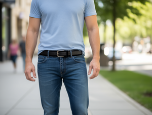 Cintura da Uomo con Fibbia in Metallo da 4,0 cm, Bordo in Velluto, Stile Casual - Product Image 2