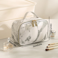 Sac Tendance 2024, couleur contrastée créative, grande capacité, motif marbré, fermeture à glissière, sac de voyage portable pour cosmétiques