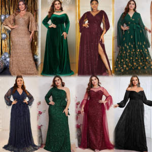 <span class=keywords><strong>Vestido</strong></span> de Invitada de Boda Elegante a Precio Bajo, Nuevo <span class=keywords><strong>Vestido</strong></span> de Noche Europeo y Americano con Lentejuelas, Cuello Redondo y Abertura Lateral - Product Image 6