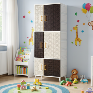 Schlafzimmer 4-Schichtiger Moderner Kunststoff-Kleiderschrank Kleiderorganizer Langlebig Modisch Große Kapazität Tragbarer Kleiderschrank Kleideraufbewahrung - Product Image 4