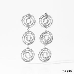 Trendy Waterproof Gold PVD Plated Stainless Steel Hoop <b>Earrings</b> Big Round Spiral <b>Drop</b> Statement Fashion for Party - Product Image 5