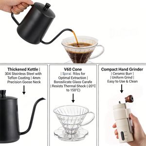 OEM 10 Piece Coffee Pour Over Set 600 ml <b>Kettle</b> <b>Digital</b> Scale Glass Server Manual Grinder Travel Coffee Kit Set for Gift - Product Image 2
