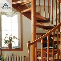 Escalier en colimaçon en bois massif d'intérieur, norme australienne, avec marches éclairées par LED