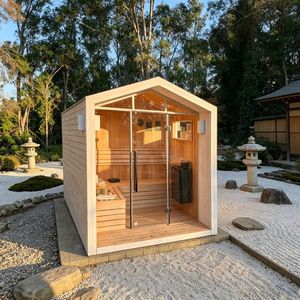 Sauna infrarouge à vapeur sèche Boyce, en bois de cèdre massif, pour villa moderne, cabane de luxe extérieure, avec fenêtres en transom et ordinateur - Product Image 6