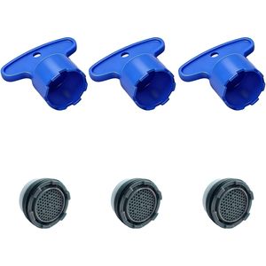 Kit de Aireador para Grifo de 23.5mm con Llave de Extracción, Antisalpicaduras, Repuesto, Paquete de 3, para Cocina y Baño - Product Image 1