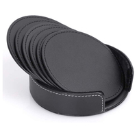 Sous-verre rond avec support en cuir, lot de 6, cadeau pour la nouvelle maison, sous-verre de 10 cm de diamètre, de la marque Water Masks