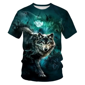 Vendita calda sublimazione animale stampato 3d T-Shirt stile occidentale manica corta T-Shirt con modello di lupo - Product Image 2
