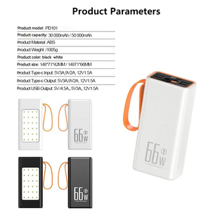 Batteria portatile banca di potere con lampada PD 66W ricarica rapida LED Display digitale 4 uscita USB 30000mAh 40000mah caricatore portatile <span class=keywords><strong>P</strong></span> - Product Image 2