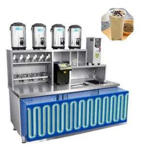 Commercial Stainless Steel Milk Tea Shop Counter Food Shopping Mall Bubble Tea Counter Equipment Design Milk Bubble Tea Bar