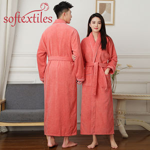 Peignoirs chauds de luxe avec boucle éponge et logo personnalisés en usine Peignoirs de nuit épais et unisexe à séchage rapide avec logo brodé - Product Image 4