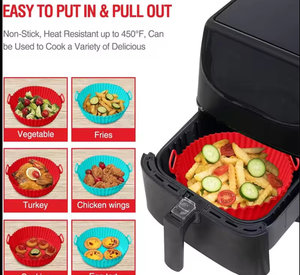 Air FryerซิลิโคนSquare 8.6 นิ้วAir Fryer Linersหม้อรีไซเคิลเตาอบLinerถาดอบสําหรับอุปกรณ์เสริมห้องครัว - Product Image 6