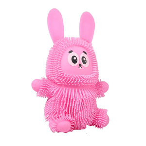 Jouet à presser en forme de lapin rose respectueux de l'environnement, doux et moelleux, peluche anti-stress - Product Image 1