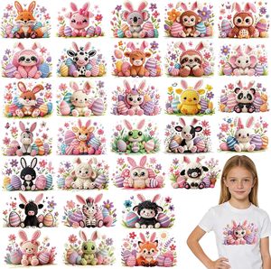 Paquete <span class=keywords><strong>de</strong></span> Diseños <span class=keywords><strong>de</strong></span> Animales <span class=keywords><strong>de</strong></span> Ganchillo <span class=keywords><strong>de</strong></span> Pascua, Conejitos, Dibujos Animados Lindos, Transferencia Térmica DTF, Huevos <span class=keywords><strong>de</strong></span> Pascua, Flores, Sublimación, Adhesivos para Camisetas - Product Image 1