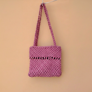 Sac à bandoulière unisexe en crochet fait main, style bohème, léger, tricoté, sac fourre-tout, doublure en polyester, ouvert, été, extérieur, 1L - Product Image 1