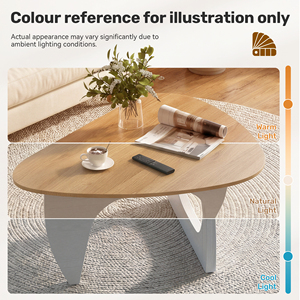 Modern Irregular <b>Triangle</b> Coffee Table <b>Wood</b> Grain Tea Table with Curved Rounded Edge Stable Wooden Legs Center Table for Living - Product Image 4