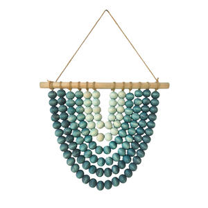 งานตกแต่งผนังสไตล์สแกนดิเนเวียน สีน้ำเงินไล่เฉด ประดับลูกปัดไม้และป่าน สำหรับตกแต่งบ้าน โฮมสเตย์ สไตล์โบโฮ - Product Image 5