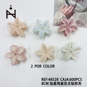 Fermaglio per capelli a pinza con strass Frangipani 8 cm con cappuccio - Product Image 3