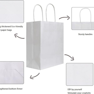 En stock, sac en papier kraft biodégradable pour cadeaux et courses, avec poignée découpée, sac en papier kraft réutilisable pour les courses - Product Image 6