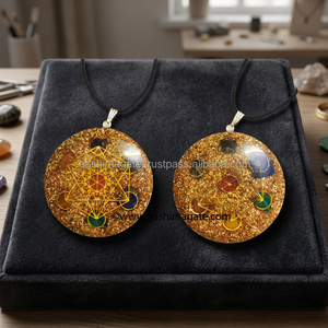 Cobre hecho a mano Orgone Chakra piedra colgantes piedras preciosas Feng Shui placa estilo orgánico colgante recuerdos patrón orgánico - Product Image 2