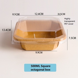 Caja de papel Kraft para llevar, caja para cortar frutas, contenedor de embalaje de frutas, postre, comida ligera, ensalada, fiambrera, cuenco de papel desechable - Product Image 6