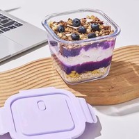 Pot en verre borosilicate carré de 900 ml, résistant au micro-ondes, hermétique, pour flocons d'avoine, yaourt, salade, préparation de repas – Vente en gros