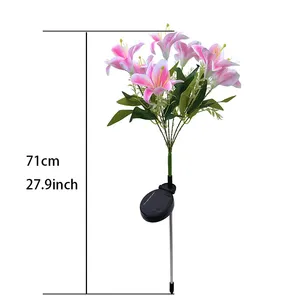 Luces Solares de 7 Cabezas con Forma de Lirio, Impermeables para Exteriores, Decoración Navideña para Jardín y Patio, Luces LED Artificiales de Rosas y Flores - Product Image 6