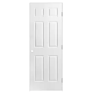 30-in X 80-in 6-panel Hollow Core Textured Molded Composite Left Hand Flat Jamb Single Prehung Interior Door
