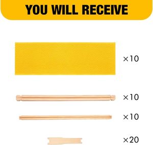 10-Pack 6-1/4-Inch Yellow Beehive <b>Bee</b> Frames with <b>Waxed</b> Pine Wood Foundation Commercial Unassembled Condition - Product Image 6