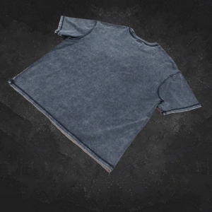 Camisetas personalizadas de cuello redondo, estilo streetwear, de hombros caídos, gruesas, lisas, 100% algodón, extragrandes, con efecto lavado, para hombre. - Product Image 6