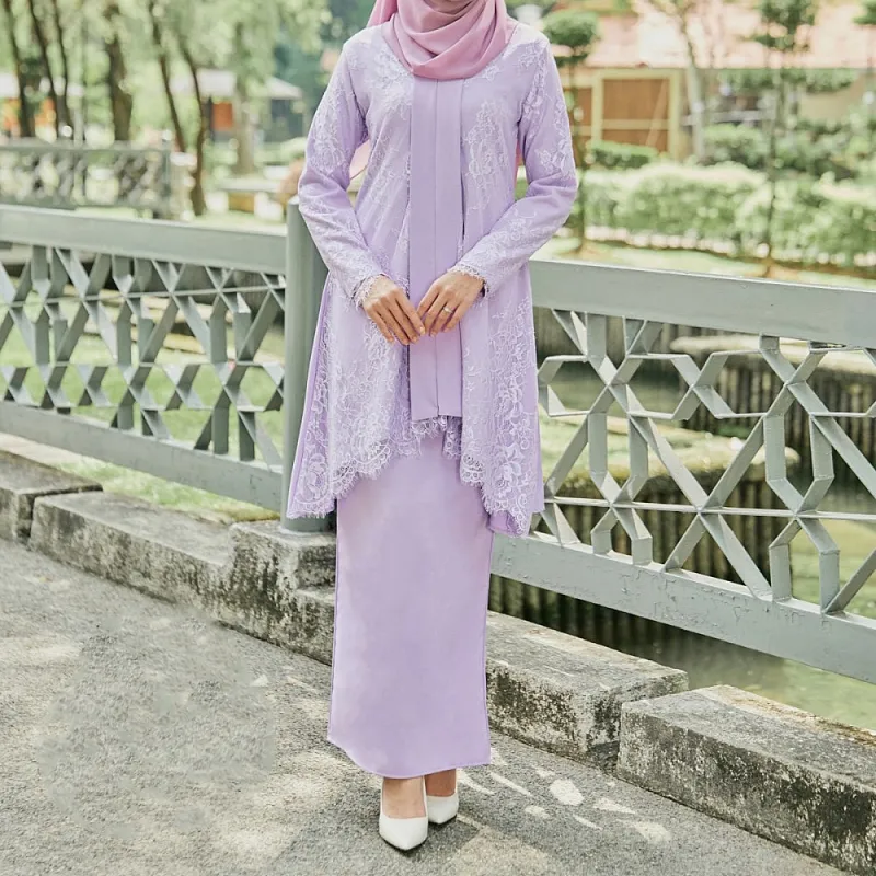 SIPO Eid 신상품 자수 긴 소매 폴리에스터 중국에서 만든 멜라유 현대 이슬람 여성 원피스 바주 쿠룽 바주 케바야