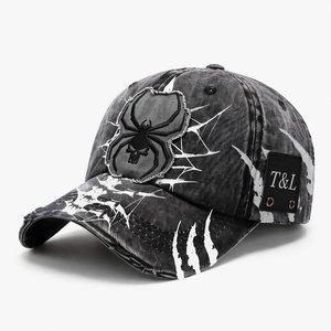 Gorra de Béisbol Vintage con Logotipo Personalizado, 6 Paneles, Efecto Desgastado, Apliques Deshilachados, Bordado Chenille Lateral, Proveedor de Gorras - Product Image 1