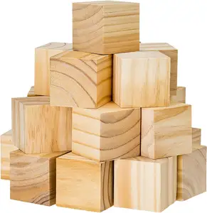 Wholesale Cheap Unfinished Natural Wood Blocks Toy Wooden Cubes for Arts and Crafts