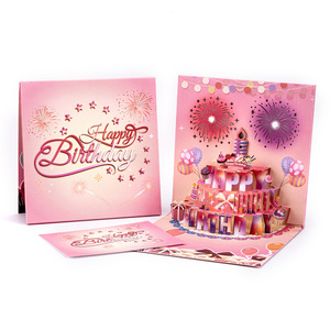 Carte d'anniversaire 3D pop-up avec design de gâteau à bougie lumineuse pour les célébrations - Product Image 3