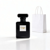 Flacon de parfum en verre personnalisé de luxe vide, transparent, noir, carré, mat, givré, 30 ml, 50 ml, 100 ml, flacon de parfum en verre pour cosmétiques