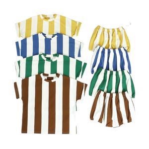 2024 Top ventes bébé vêtements Design à la mode été chemise <span class=keywords><strong>de</strong></span> Football à rayures verticales bébé garçon ensembles <span class=keywords><strong>de</strong></span> vêtements - Product Image 1