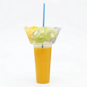 Custom Logo Silk Screen Printed PP Single Wall 90mm 2-in-1 Snack <b>Drink</b> Cup 700 ML with <b>Straw</b> <b>Plastic</b> Beverage Top - Product Image 1