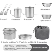 Ensemble de casseroles et de poêles de camping en alliage d'aluminium et acier inoxydable et titane
