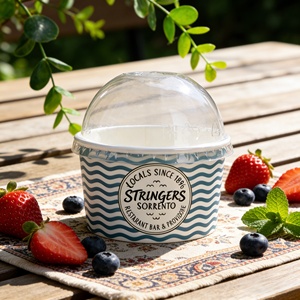 Wholesale 3oz 5oz 8oz <b>Ice</b> <b>Cream</b> Paper <b>Cups</b> Eco-Friendly Disposable Bowls with Snap on Dome Lids for Yogurt - Product Image 2