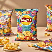 Sachets debout scellés à dos plat personnalisés Chips de pomme de terre Fruits séchés Bonbons Collations lyophilisées Emballage avec fermeture éclair refermable
