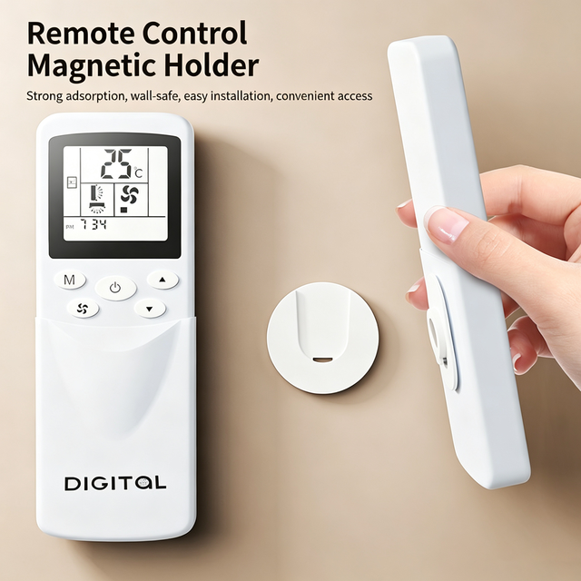 Magnetic Remote Control Holder Wall Mount No-Drill Adhesive ABS Storage Bracket for AC TV Remote Router Power Strip