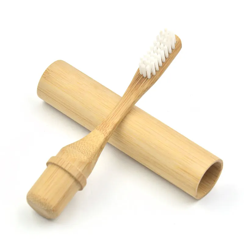 卸売新しい折りたたみ木製スリーブ再利用可能な歯ブラシポータブル旅行ソフトヘア竹歯ブラシ