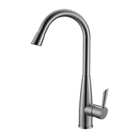 Robinet de cuisine moderne minimaliste en cuivre chromé avec douchette extractible, eau chaude et froide, monotrou, grand robinet 4150
