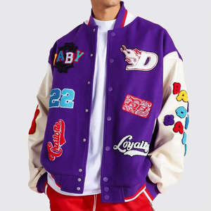 Chaqueta de Béisbol Varsity para Hombre de Alta Calidad, Cortavientos, Cómoda, con Cuello Alto, Logotipo Personalizado Bordado, Chaqueta de Invierno al por Mayor - Product Image 1