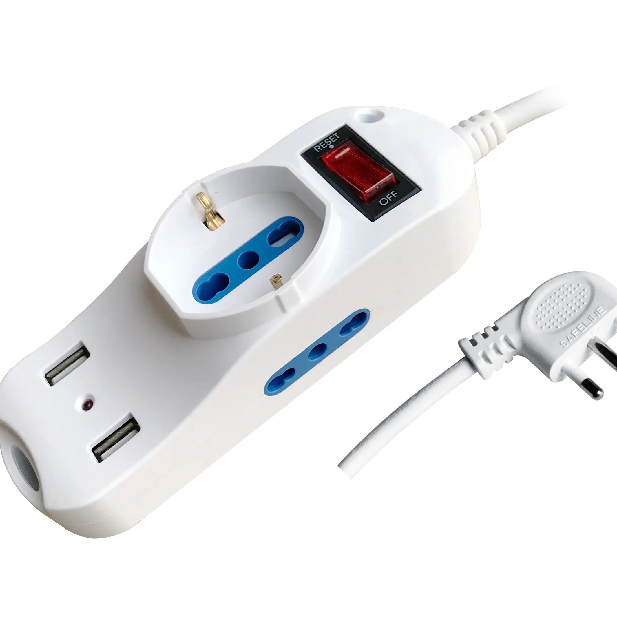 Presa multipla USB italiana con USB con protezione da sovraccarico