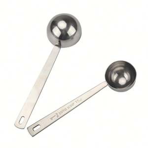 Juego de cucharas de metal y plata, <span class=keywords><strong>dos</strong></span> cucharas de mesa de 15ml y 30 ml, cuchara medidora de café de acero inoxidable, 2 juegos - Product Image 5