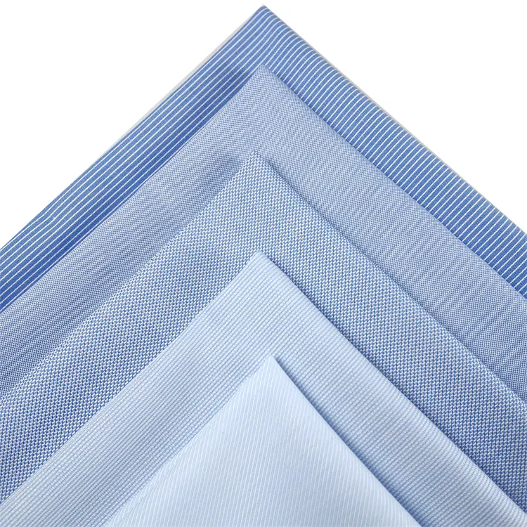 블루 멀티 패턴 주름 방지 100% 면 액체 암모니아 원사 염색 셔츠 직물