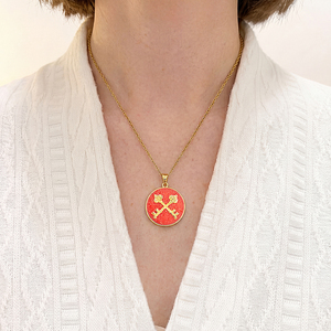 Regalo per la Cresima Cattolica, Chiavi di San Pietro del Cielo, Medaglia Sacra con Intarsio in Mosaico Blu, Ciondolo, Gioielli Religiosi all'Ingrosso - Product Image 6