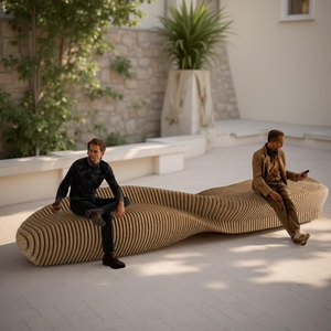 Panca Lunga Parametrica Personalizzabile in Legno Massello, Sedia Parametrica in Legno Tagliato, Arredamento per Interni ed Esterni - Product Image 6