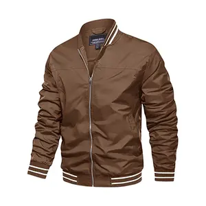 Blousons bombardier en Nylon pour hommes, vente en gros, ample, respirant, imperméable, Softshell, Logo personnalisé, marron