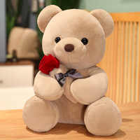 Peluche Teddy avec rose, cadeau de la Saint-Valentin, fabrication OEM ODM, CE CPC, jouets en peluche mignons